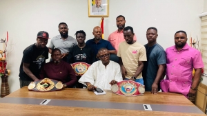Bronx Boxing Club WBO Africa Champions And Management Meet Sports Minister Hon. Kofi Adams
