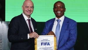 President Motsepe congratulates President Infantino on his re-election as FIFA President