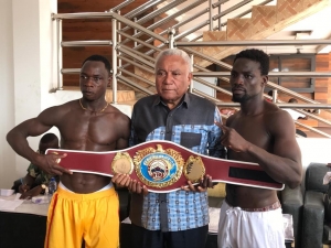 Quaye and Ayala weigh for WBO Africa Lightweight Boxing Championship at Golden Beach Resort, KG