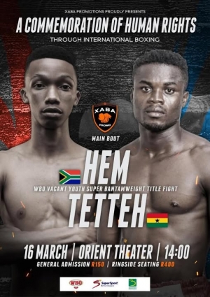 Enoch Tetteh Faces South African Siyabulela Hem For Vacant WBO Youth Super Bantam Weight Title