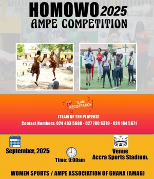2025 Homowo Ampe Competition at Accra Sports Stadium on Saturday