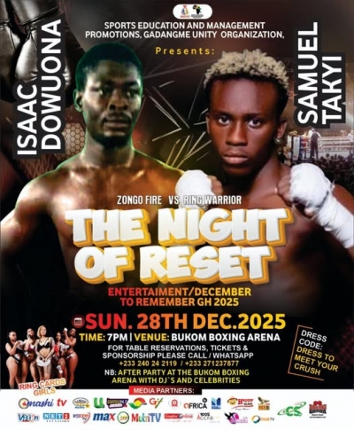 SEM Promotions Presents Night Of Reset At Bukom Boxing Arena On Sunday, December 28