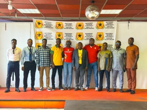 President of Ghana Skate, Johnson Kwaku Gameli Kportufe congratulates new Greater Accra Regional executives