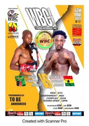 Who wears WBC International Bantamweight belt: Ghana's Michael Decardi Nelson versus Zambian David Mwale?