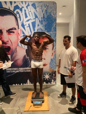 Alfred Lamptey and Richard Pumicpic weigh in for Dubai fight