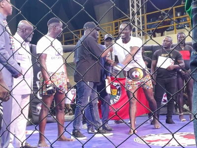 Ghana&#039;s Emmanuel Lamptey stops Ben Bazi of Nigeria in round one of Mixed Martial Arts (MMA) show