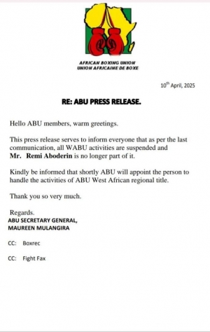 WABU announces expulsion of Remi Aboderin