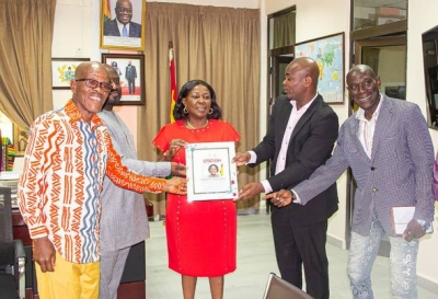 One On One Foundation Presents Citation To Sanitation Minister, Hon. Mrs. Cecelia Abena Dapaah